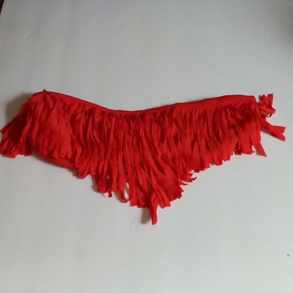 Red fringe bathing suit top
